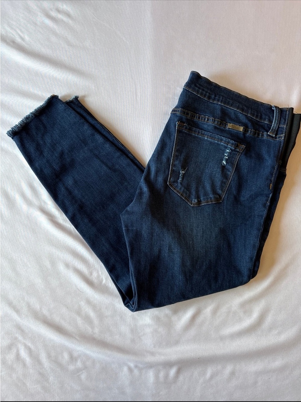 KanCan Navy Skinny Jeans with Frayed Hem Maternity Jeans